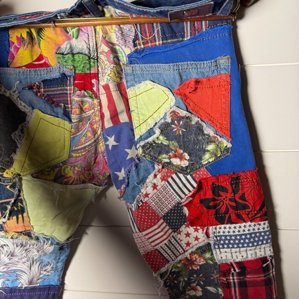 RARE BiePa Jeans 1971 Patchwork Distressed Jeans Size 32 - Picture 11 of 12
